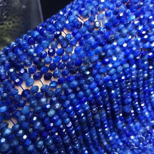 Kyanite blue roundel faceted 3*4mm for DIY jewelry making 14inch loose beads FPPJ wholesale beads nature gemstone