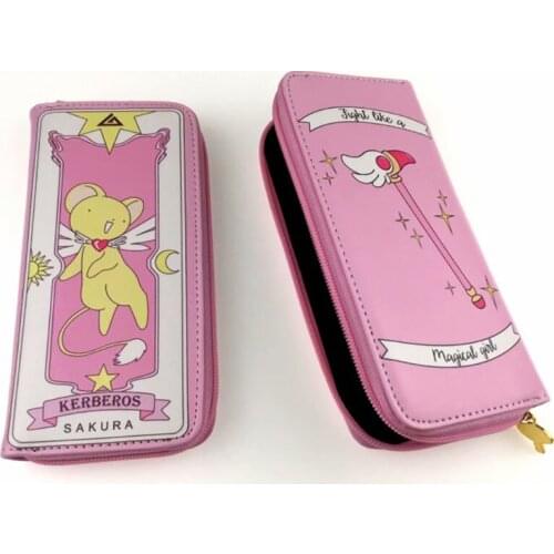 2kinds Cartoon Card Captor Sakura Kerberos PU Wallet Zipper Money Bag Purse Kid Gift