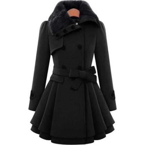 Jackets Fashion Woman Winter Elegant Coats Office Ladies Sweet Blends Jacket wth Fur Plus Size 55XL Clothing LWL6620