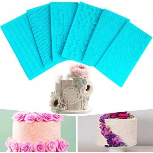 Lightweight 6Pcs/Set Useful Stone Wall Bark Design Cake Decor Mold Portable Fondant Cake Mold Novelty for Baking