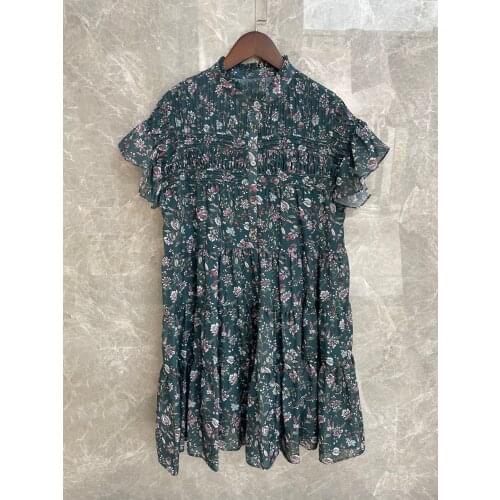 Summer Vintage 2021 New Women Flower Prints Casual Sleeveless Fashion Dress 3 Color Tutu