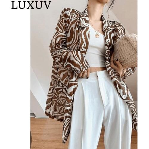 LUXUV Womens Windbreaker Light Trench Coat Zebra Stripe Blouse Jacket Raincoat Overcoat Female Outwear Clothing Summer Cardigan