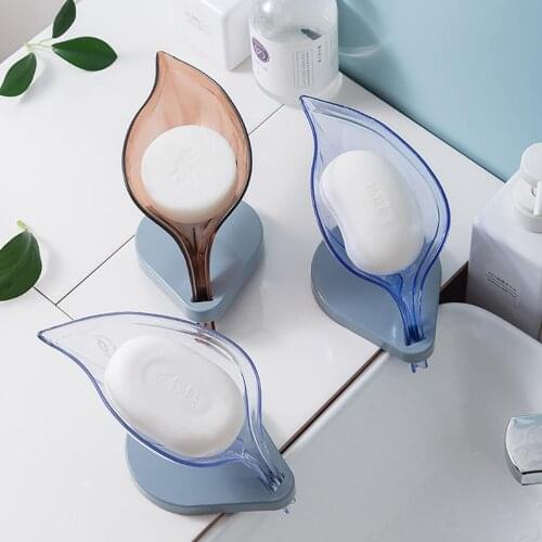 Non-slip Bathroom Soap Holder Simple Leaf Shape Soap Box Creative Kitchen Dish Brush Rack Household Tray Holder Case Container