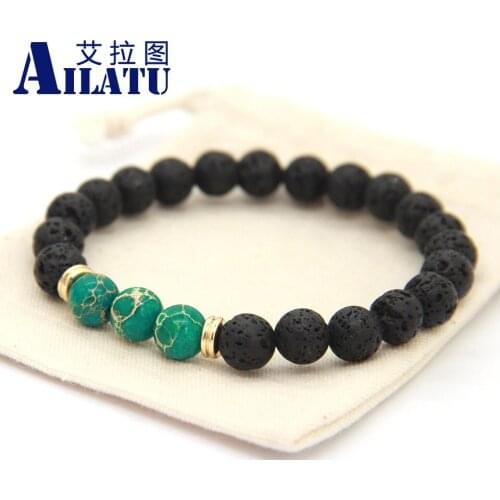 Ailatu New Design Lava Stone Jewelry with Sea Sediment Imperial Stone Beads Stretch Energy Yoga Bracelet