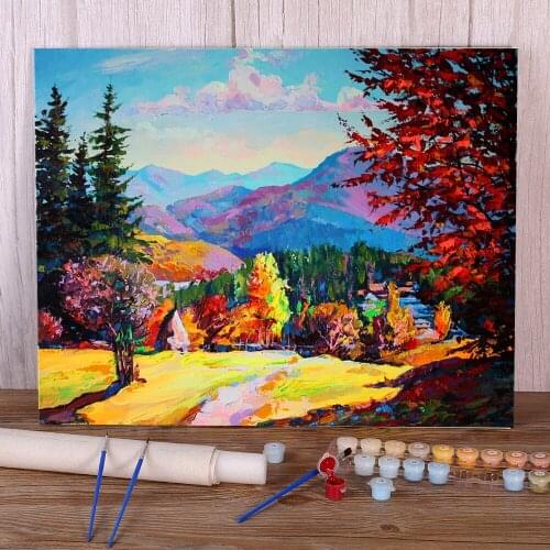 Landscape Autumn Day DIY Paint By Numbers Set Oil Paints 40*50 Painting On Canvas Handmade Children Drawing
