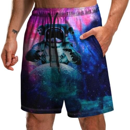 Hot Beach Pants Summer Mens Quick Dry Surf Shorts Womens Casual Fashion Astronaut 3D Printed Swimming Bathing Suits Size S-6XL