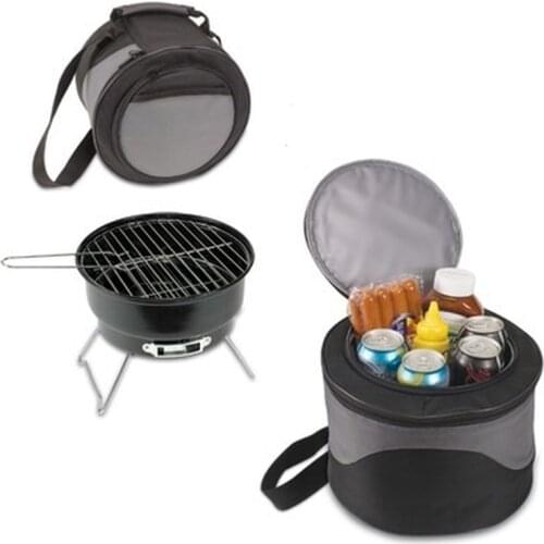 Portable BBQ Grill Non-stick Surface Folding Barbecue Charcoal Grill Mini Round Outdoor Camping Picnic BBQ Tool WY5406