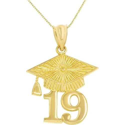 Double Nose Drop Shipping Fashion School Class Anniversary Jewelry Doctoral Cap Hat 2019 Graduation Necklaces Graduates Jewelry