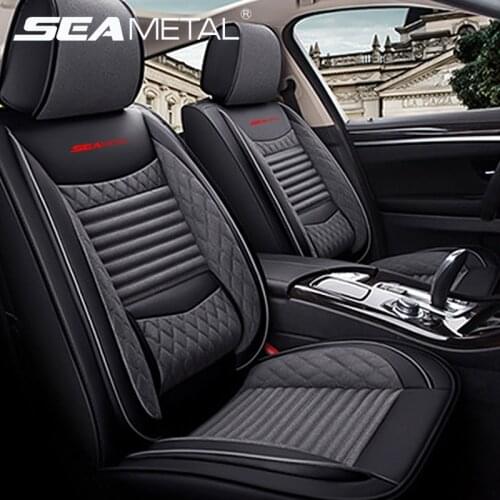 Luxury Car Seat Covers Leather Flax Seat Cover Mat Universal Automobiles Seat Covers Cushion Protector Chair Seat-Cover Carpets