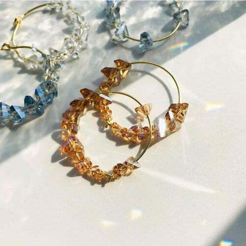 4 Colors Glass Bead Hoop Earrings For Women Statement Real 925 Sterling Silver Dangle Gold Earring Party Gifts Jewelry