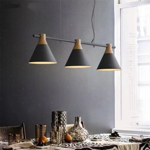 Nordic Funnel 3heads Rectangular Iron Pendant Lights Restaurant Kitchen Modern Living Room Dining Table Hanging Lamps Fixtures