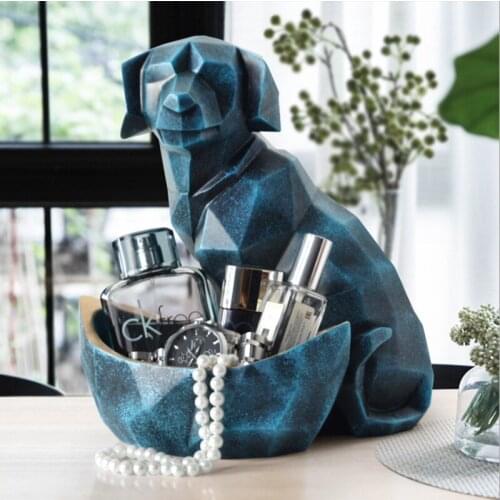 Modern Home Decoration Storage Lucky Cat and Dog Ornaments Home Decoration Accessories for Living Room Resin Crafts Home Decore