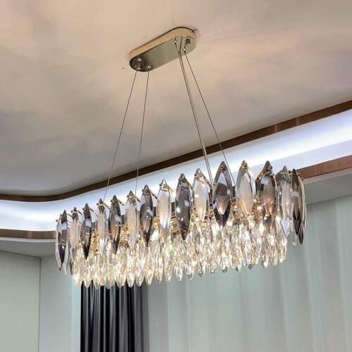 Modern Dining Room Luxury E14 Pendant Lights Lustre K9 Crystal Led Pendant Lamp Gold Metal Suspend Lamp Led Luminarias Fixtures