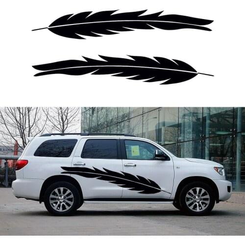 Car styling Running 2 X Long Bird Feathers Floating Free Life Art Car Sticker for Camper Van Trailer Truck SUV Vinyl Decal Jdm