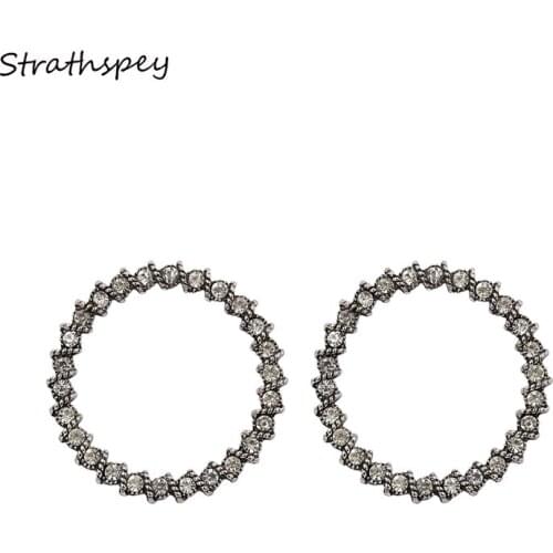 STRATHSPEY Drop earrings For Women Vintage Earrings Antique Rhinestone Big Circle Earing ethnic Statement Jewelry