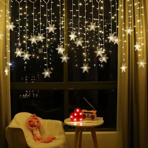 LED Curtain Light Outdoor Christmas AC220V Snowflake String Lights Waterproof Party Holiday Decor Lights D25