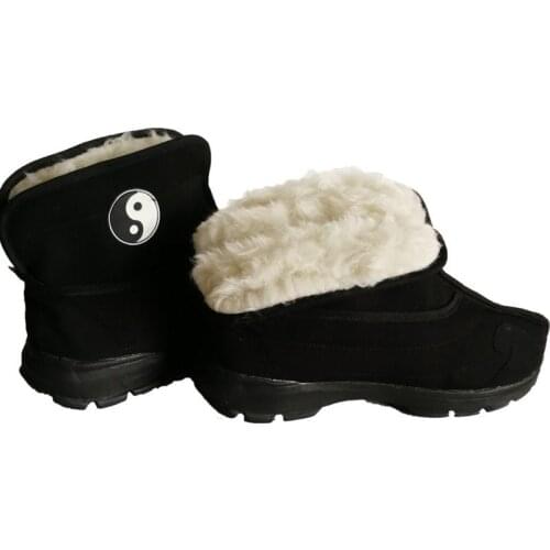 Unisex thickening winter warm taoist shoes taoism kung fu martial arts boots tai chi taijiquan shoes black