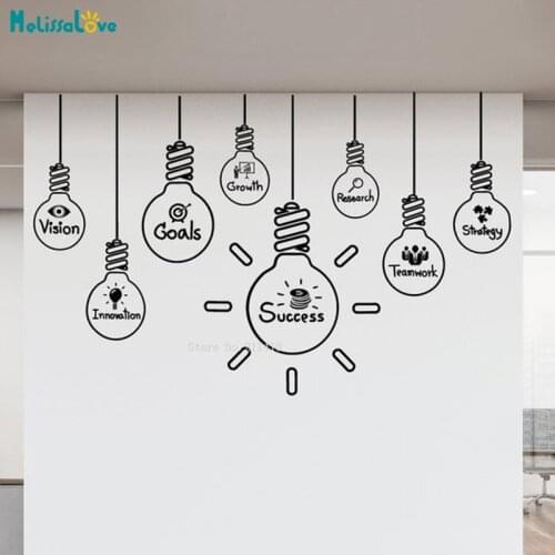 Success Team Work Wall Decals Home Office Vinyl Sticker Art-Large New Design Light Bulb Design Removable Murals YT5701