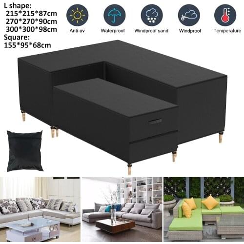 Waterproof L Shaped Garden Sofa Cover Outdoor Rattan Table Cube Chair Sofa Furniture Dustproof Cover Patio Protective Cover