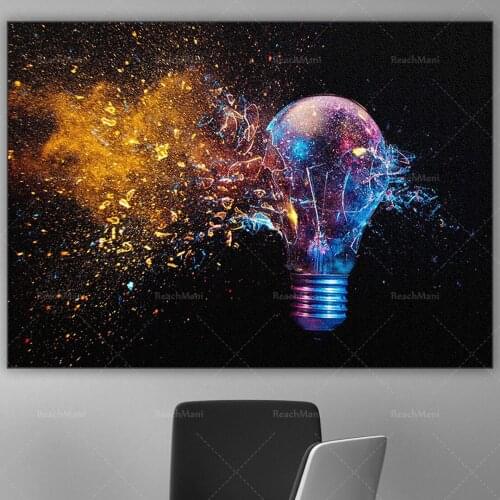 Colorful explosion light bulb canvas printing, canvas printing, oversized canvas, room decoration, modern canvas decoration post