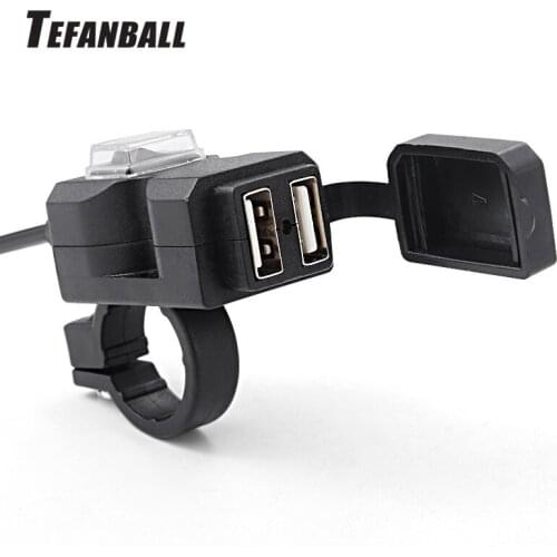 Dual USB Port 12V Waterproof Motorbike Motorcycle Handlebar Charger 5V 1A/2.1A Adapter Power Supply Socket for Phone Mobile