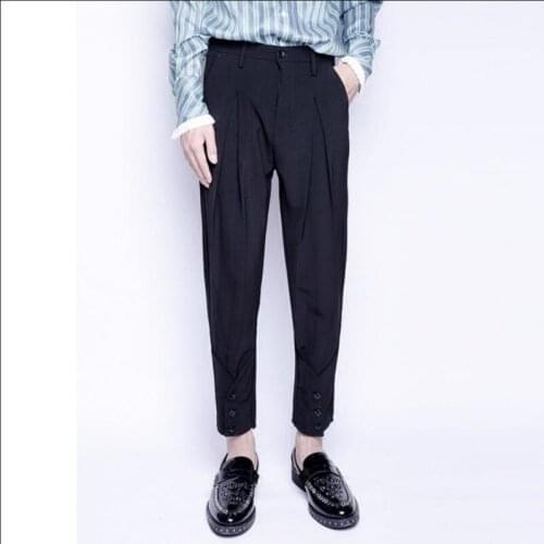 M-3xl New Feet Harem Pants Casual Nine Points Draped Small Trousers Mens Hair Stylist Personality Pants Singer Stage Costumes