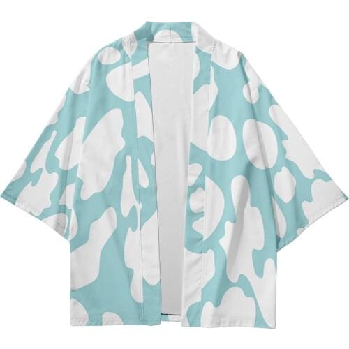 Plus Size XXS-6XL Dairy Cow Floral Loose Japanese Streetwear Cardigan Women Men Harajuku Haori Kimono Cosplay Yukata Clothes