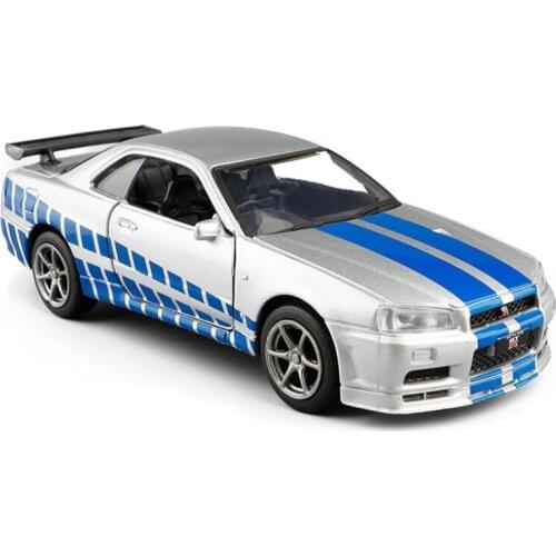 1:36 Alloy Toy Car Vehicle Nissan GTR R34 Sports Car Metal Production Model Collection Display Model Boys Gift Toys For Children