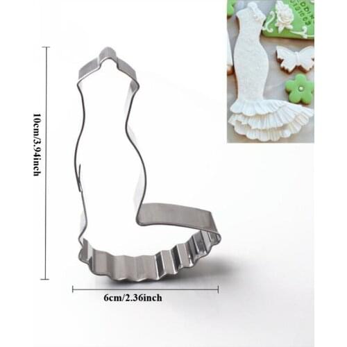 1pcs wedding long dress Metal Cookie Cutter Fondant Cake Decor sugar craft Pastry Biscuit tool cupcake topper bread mold