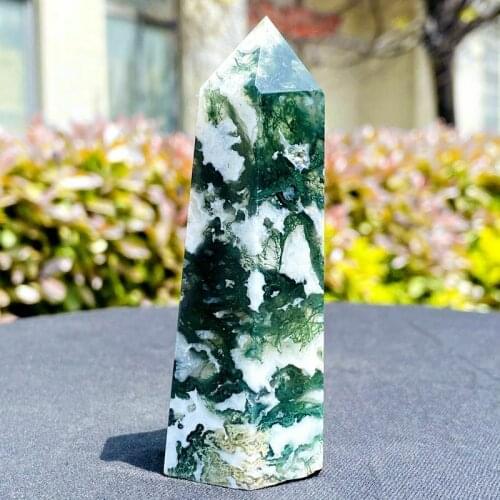 142g Natural water grass agate crystal obelisk quartz crystal energy column