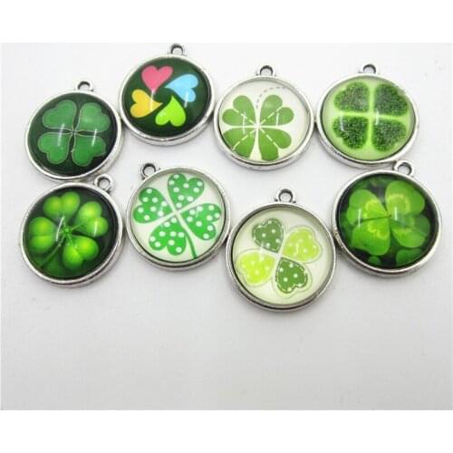 2018 New 10pcs/lot Mix Four Leaf Clover Dangle Charms DIY Bracelet&Bangles Necklace Pendants Jewelry Accessory Hanging Charms