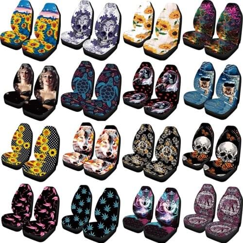 AIMAAO Custom two (one-piece) car seat cover custom animal, star sky plant pattern, GM seat cover, seat accessories, cushion set