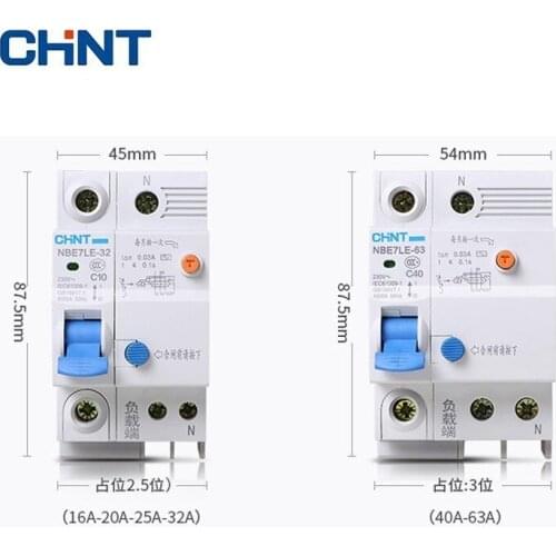 CHINT 1P+N 2P Leakage Protector NBE7LE Series Small Circuit Breakers C Type Short Circuit Protector 16A 20A 25A 32A 40A 63A