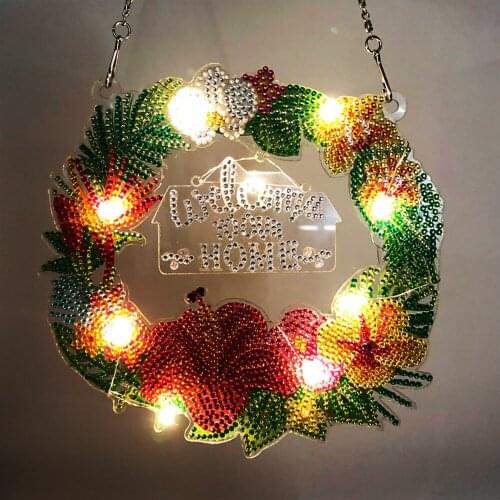 Diy flowers wreath for window decoration with LED acrylic diamond wreath for door hanging Christmas decorative wreaths Gifts
