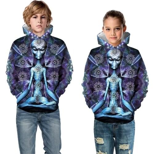 Children Hooded Long Sleeve 3D Digital Print Death King Design Pullover Hoodies Casual Fashion Boys and Girls 3D Hoodies