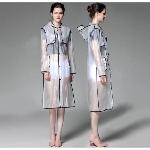 Adults Single Person Long Raincoat with Hat Men Women Outdoor Hiking Travel Rainwear EVA Cloth Breathable Rainwear