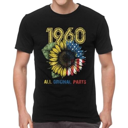 Mens Made In 1960 All Original Parts T-Shirt Funny 60th Birthday Gift Tshirt Short Sleeve Hip Hop T Shirt Cotton Tee Merch