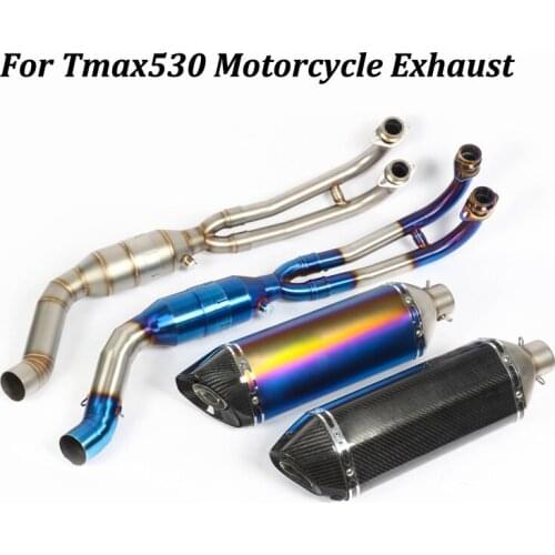 Slip on For Yamaha Tmax530 Motorcycle Exhaust Muffler Modified with Front Middle Link Pipe Carbon Fiber+stainless Steel Escape