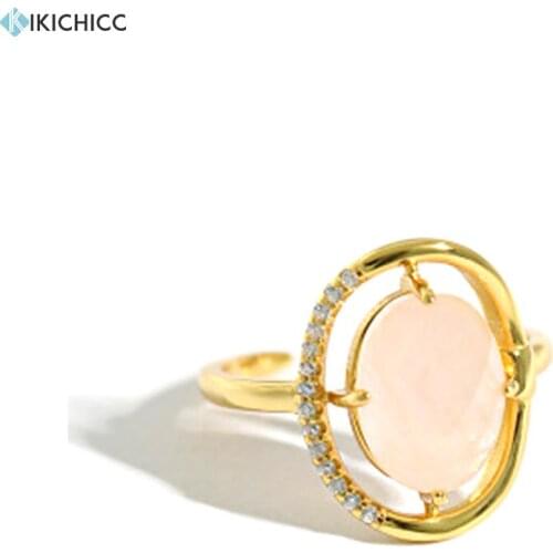 Kikichicc 100% 925 Sterling Silver Gold Ovals Resizable Rings Women Round Luxury Fashion Wedding Jewelry Party Valentiens Gift