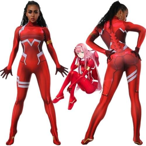 Darling in the frankxx 02 Zero Two bodysuit Cosplay Costumes 3D Printed Zentai Suit Halloween Catsuit