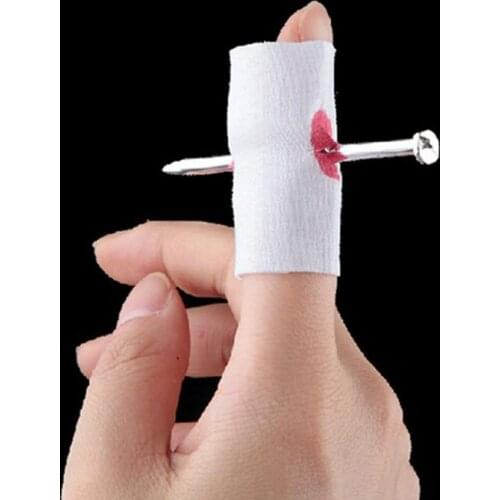 Nail Through Finger With Bandage Fake Bloody Novelty Fancy Dress Prank Party Prank Thru Thumb Bloody Gauze Fake Creative TOY