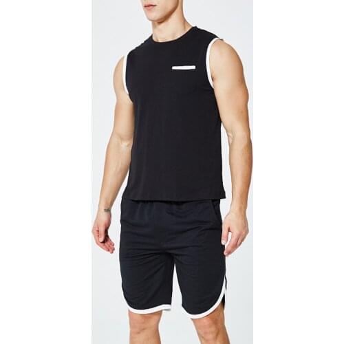 Summer Sports Suit Sleeveless Tracksuit Men Solid Color Sportsuit 2 Pieces Tee Shirts Top+Shorts Mens Sportswear Casual Sets
