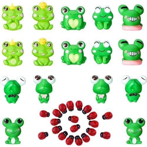 Animals Model Cute Frog Miniature Figurines Ornaments Green DIY Craft PVC 12pcs 2.2x2.2cm Home Party Gardening Decoration