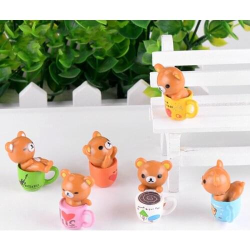 Miniature Animals Cup Bear Home Decoration Accessories Mini DIY Office Desk Gift Cake Decor Fairy House Garden Figurine 2020