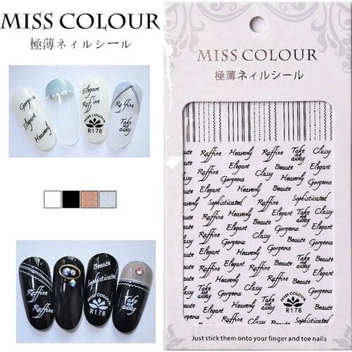 Nail Art Stickers Self Adhesive Appliques Popular English Letters Pattern Nail Decals 3D Tips DIY Manicure Decorations