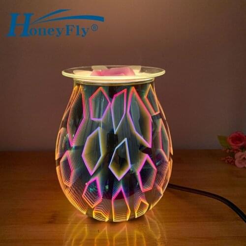 Honey3D Firework Nightlight Decor Lamp Table Light Touch Wax Melt Incense Burner Practice Oil Diffuser Glass Aroma