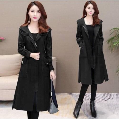 2020 New Women Trench long Section Solid color Coat Light weight Casual ladys Windbreak Collection