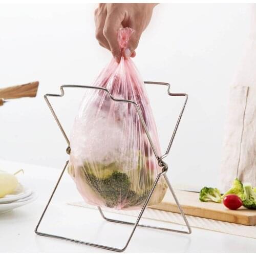 New Hot Stainless Steel Garbage Bag Rack Rubbish Bags Holder Shelf Foldable Kitchen Organizer Cocina Storage