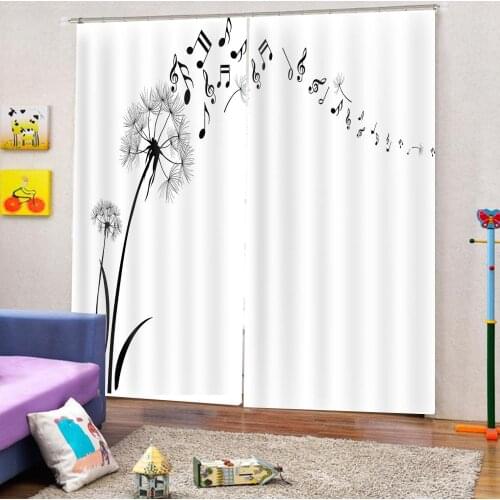Dandelion music character Pattern Design Custom Curtain For Living room Bedroom Blackout Window Drapes 2 panels With Hooks