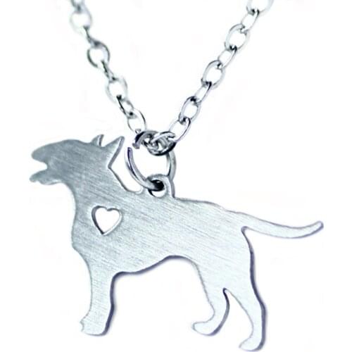 Wholesale Dog Bull Terrier Pendant Necklace Cute Pet Animal Tag Stainless Steel Necklaces Jewelry Love Gift